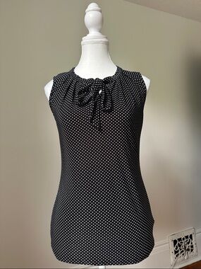 JACOB Y2K Polka Dot Pussybow Retro Preppy Coquette Sleeveless Blouse Small